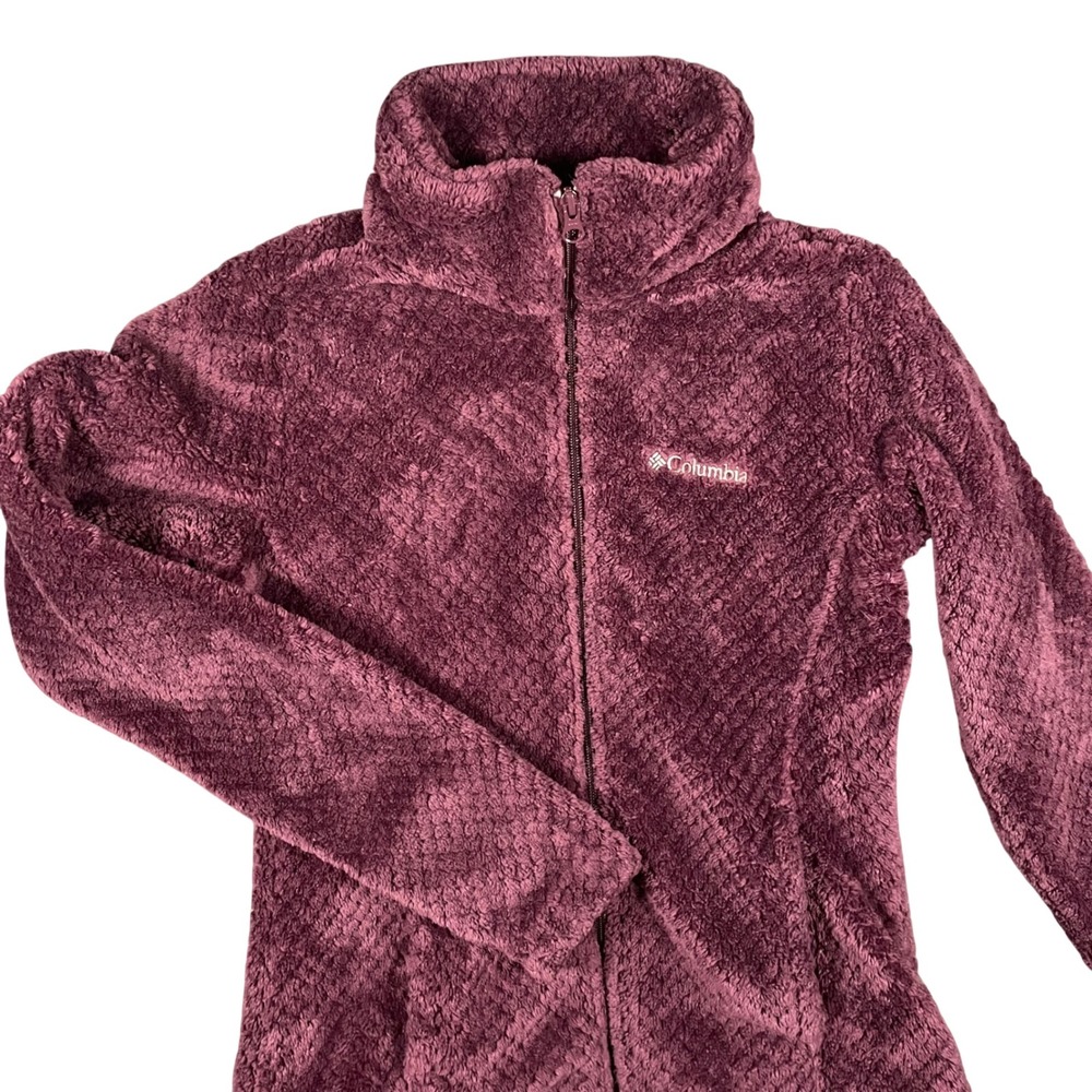 Columbia‎ Fire Side II Sherpa Full Zip Fleece Jacket Purple Small Outdoor Casual